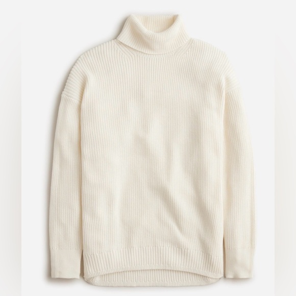 J. Crew Sweaters - J. Crew Relaxed Cotton-Cashmere Blend Ribbed Turtleneck Sweater | Cream | XXS